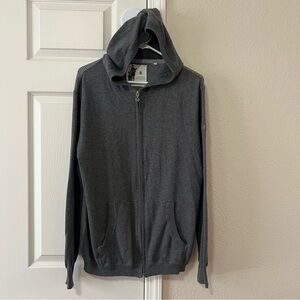 Linksoul Gray Zip Up Wolf Creek Embroidered Hoodie Cotton Cashmere Blend Size L